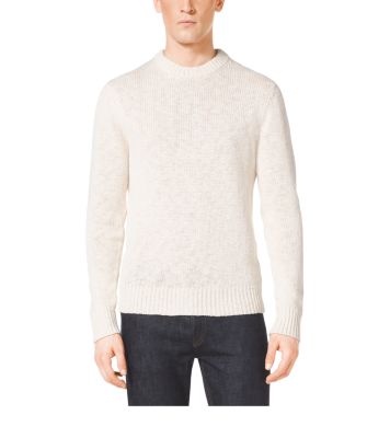 Slub Linen and Cotton Crewneck Sweater by Michael Kors