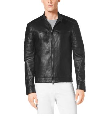 Zip-Front Leather Jacket by Michael Kors