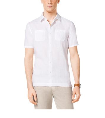 Tailored-Fit Two-Pocket Linen Shirt by Michael Kors