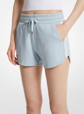 Michael Kors Logo Tape Cotton Blend Track Shorts In Blue