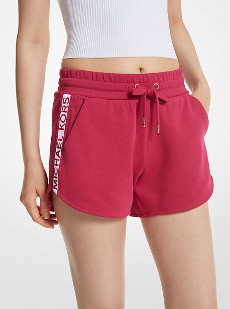 Michael Kors Logo Tape Cotton Blend Track Shorts In Pink