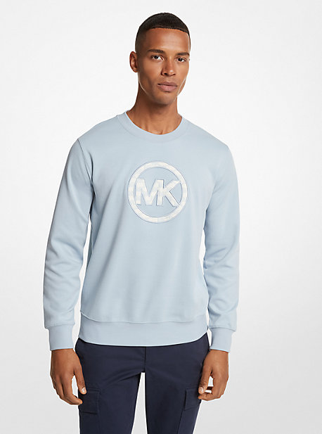 Michael Kors Logo Charm Cotton Blend Sweatshirt In Blue