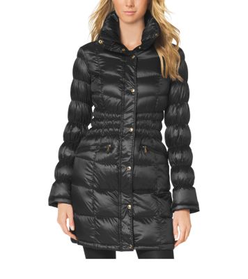 michael michael kors hooded maxi puffer coat