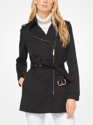 michael kors black trench coat with hood