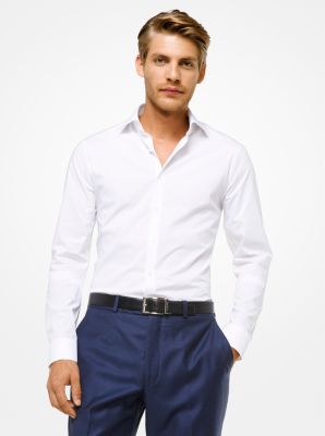 Chemise ajustée en coton extensible - BLANC(BLANC) - Michael Kors