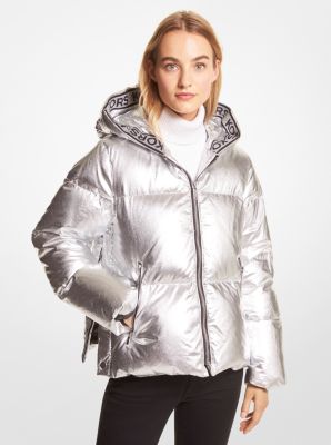 Michael kors parka hot sale silver