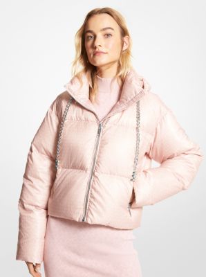 MK Cropped Logo Quilted Puffer Jacket - Rosewater - Michael Kors