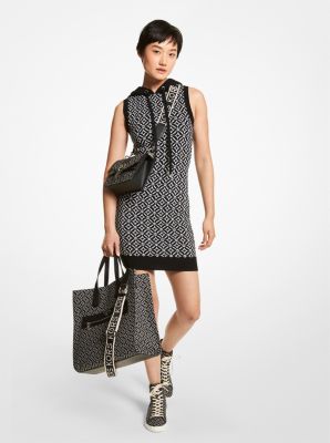 Robe à capuchon en jacquard logo