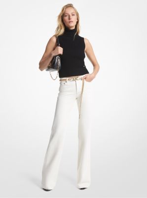 Michael Kors Sleeveless Cashmere Knit Turtleneck Top In Black