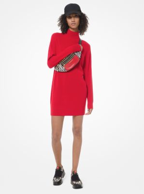 Miljøvenlig offentliggøre Skim Michael Kors Ribbed Turtleneck Sweater Dress In Red | ModeSens