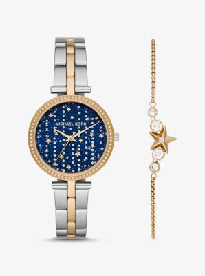 Ensemble montre Maci céleste bicolore et bracelet à glissière - DEUX TONS(ARGENT) - Michael Kors
