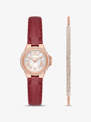 MK Mini Camille PavÃ© Rose Gold-Tone Watch and Bracelet Gift Set - Rose Gold - Michael Kors