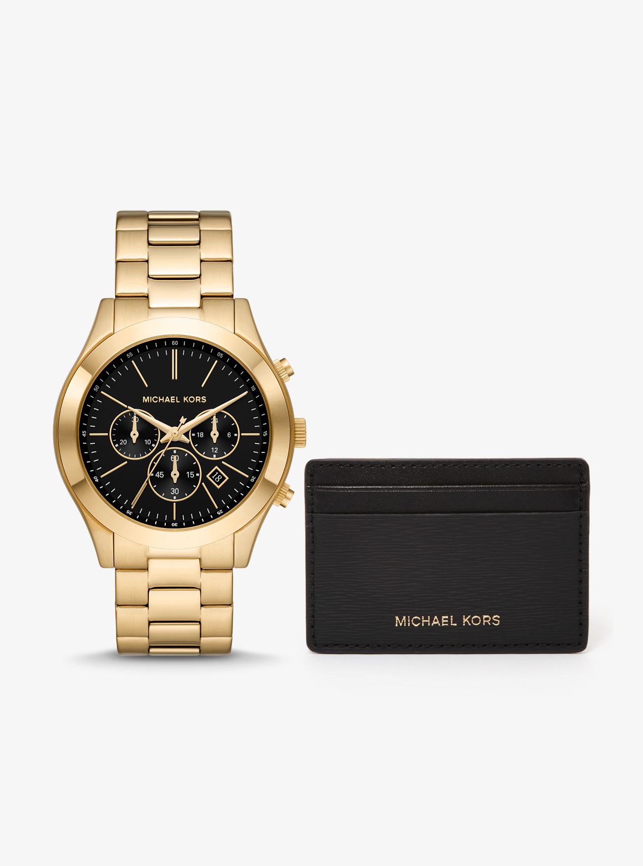 MK Oversized Slim Runway Watch and Card Case Gift Set - Black/gold - Michael Kors