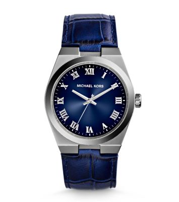 Channing Embossed-Leather Silver-Tone Watch by Michael Kors