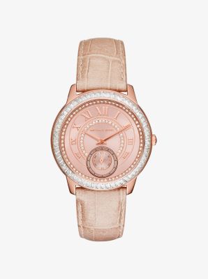 Madelyn Pav Rose Gold-Tone and Leather Watch