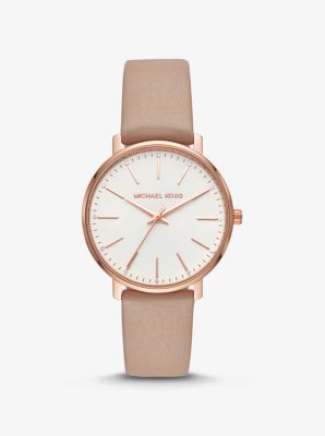 Montre Pyper ton or rose avec bracelet en cuir - OR ROSE(OR ROSE) - Michael Kors