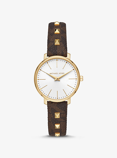 Mini montre Pyper dorée avec bracelet clouté - MARRON(MARRON) - Michael Kors