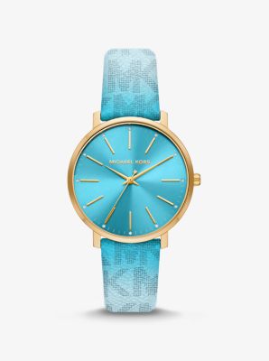 MK Pyper OmbrÃ© Gold-Tone and Logo Watch - Turquoise - Michael Kors