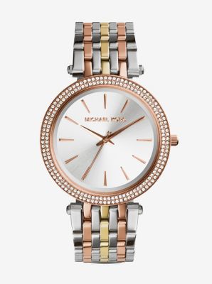Montre Darci bicolore avec pierres pavées - DEUX TONS(ARGENT) - Michael Kors