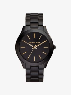 Slim Runway Black Stainless Steel Watch