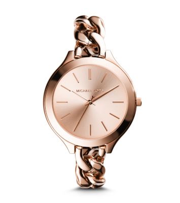 Slim Runway Rose Gold-Tone Chain-Link Watch by Michael Kors