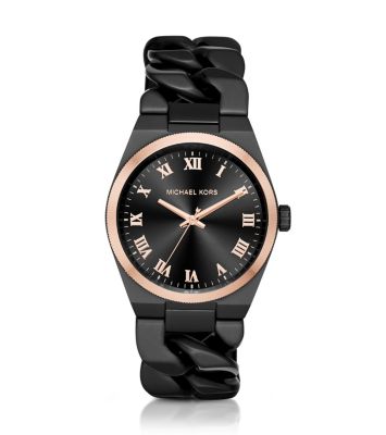 Channing Black and Rose Gold-Tone Chain-Link Bracelet by Michael Kors