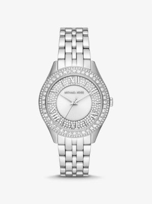 Michael Kors Women's Harlowe Three-hand Silver-tone Stainless Steel Bracelet Watch, 38mm