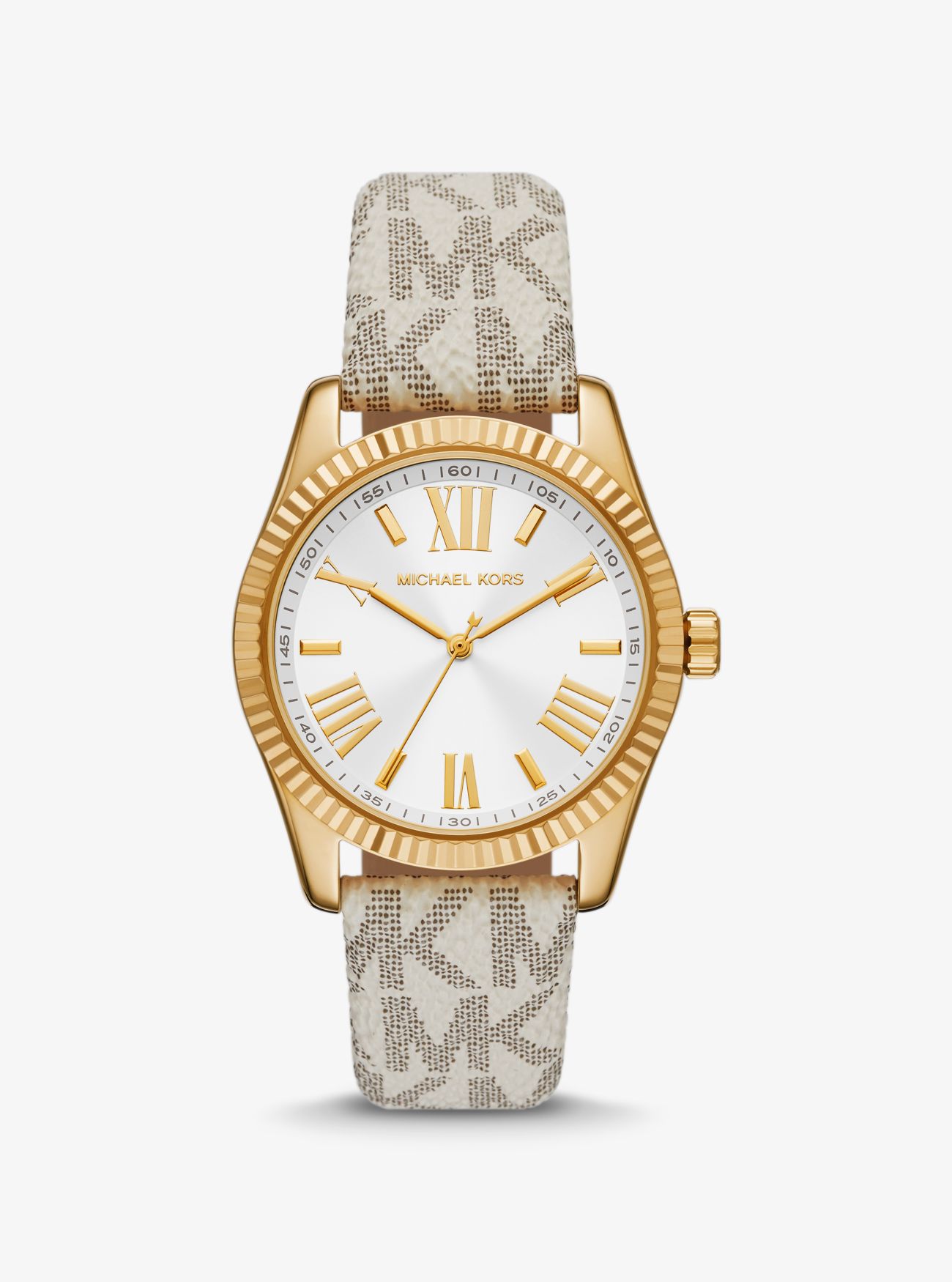MK Lexington Gold-Tone and Signature Logo Watch - Vanilla - Michael Kors