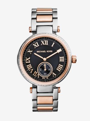 Skylar Silver and Rose Gold-Tone Bracelet Watch by Michael Kors