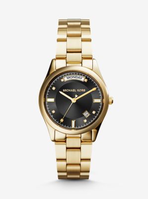 Colette Onyx and Gold-Tone Watch by Michael Kors