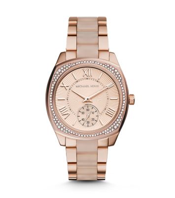Bryn Rose Gold-Tone Blush Acetate Watch by Michael Kors