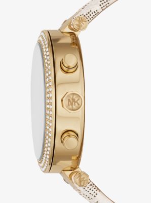 Montre Parker surdimensionnée dorée à logo et à pavé