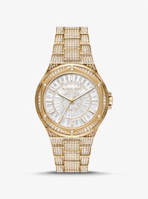 MK Oversized Lennox Pavé Gold-Tone Watch - Gold - Michael Kors