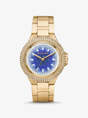 Michael Kors Women's Camille Three-hand Gold-tone Stainless Steel Watch 43mm In Blue/gold