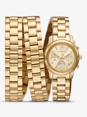 Michael Kors gold watch and Accessory Concierge bracelet, and