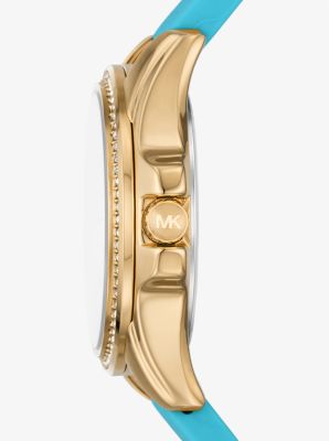 Mini Pilot Pavé Gold-Tone and Logo Silicone Watch