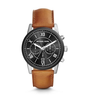 Hawthorne Silver-Tone Leather Watch by Michael Kors