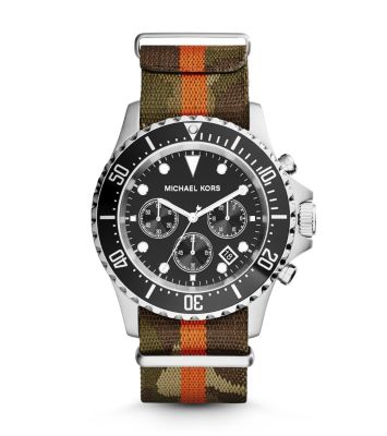 Everest Silver-Tone Grosgrain Watch by Michael Kors