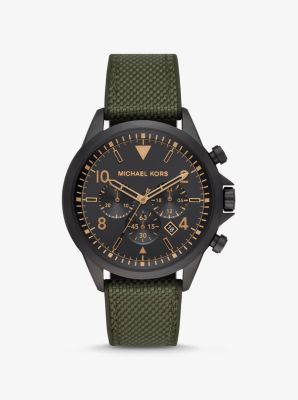 Montre Gage noire surdimensionnée avec bracelet tissé - OLIVE(VERT) - Michael Kors