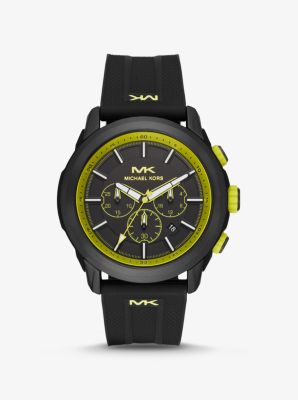 Montre Kyle noire surdimensionnée en silicone - JAUNE ACIDE(JAUNE) - Michael Kors