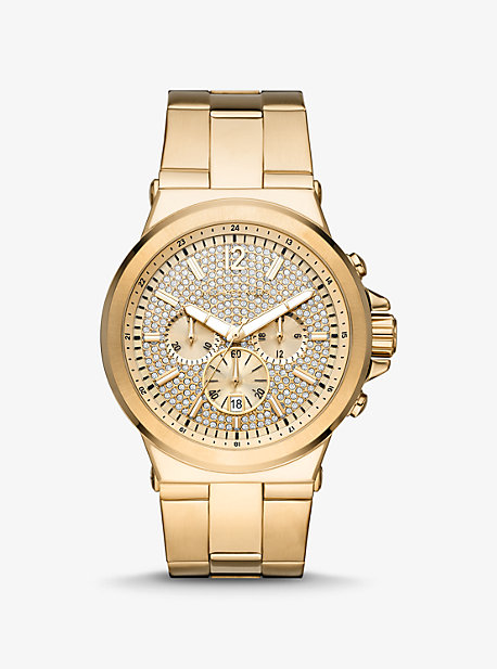 Michael Kors Oversized Dylan Pavé Gold-tone Watch