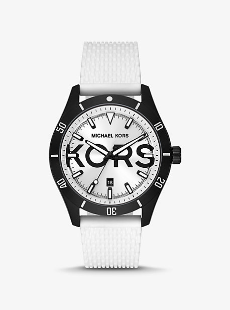 Michael Kors Oversized Layton Black-tone And Silicone Watch In White