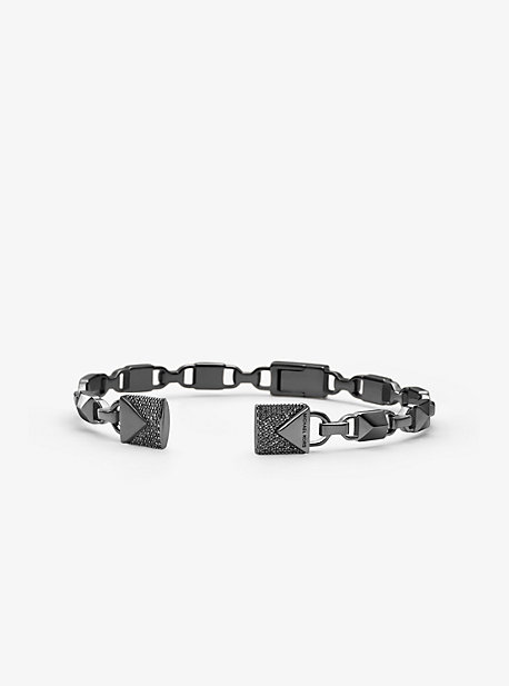 Bracelet rigide ouvert à pavé en argent sterling rhodié noir - NOIR(NOIR) - Michael Kors