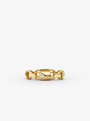 Bague Mercer Link en argent sterling plaqué en métal précieux avec pierres pavées - OR(OR) - Michael