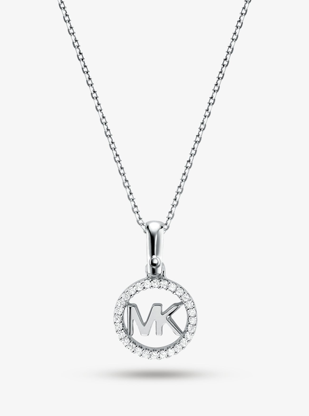 MKCollar con chapado en metales preciosos adorno de logotipo e incrustaciones - Plateado(Plateado) - Michael Kors