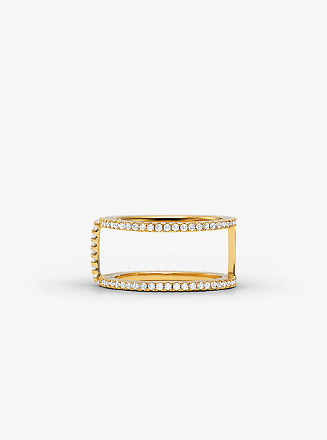 Bague empilable en argent sterling plaqué en métal précieux avec pierres pavées - OR(OR) - Michael K