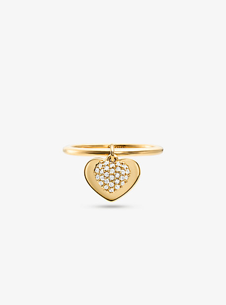 Bague cœur en argent sterling plaqué en métal précieux avec pierres pavées - OR(OR) - Michael Kors