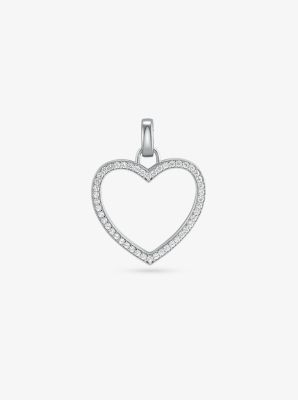 Breloque cœur surdimensionnée sertie pavé en argent sterling plaqué or 14 carats - ARGENT(ARGENT) - 