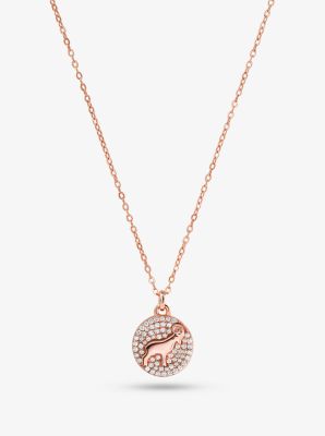 Collier signe du Bélier en argent sterling plaqué or rose 14 carats et pierres pavées - OR ROSE(OR R