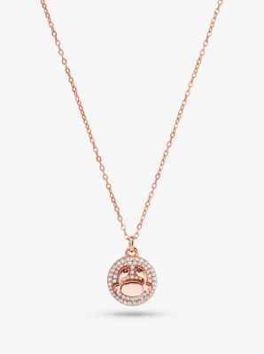 Collier signe du Cancer en argent sterling plaqué or rose 14 carats et pierres pavées - OR ROSE(OR R
